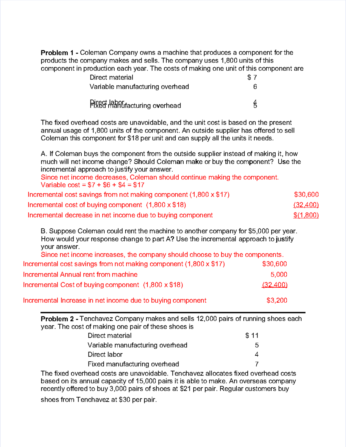 Relevant Costing Practice Problems for ACC101 - Studocu