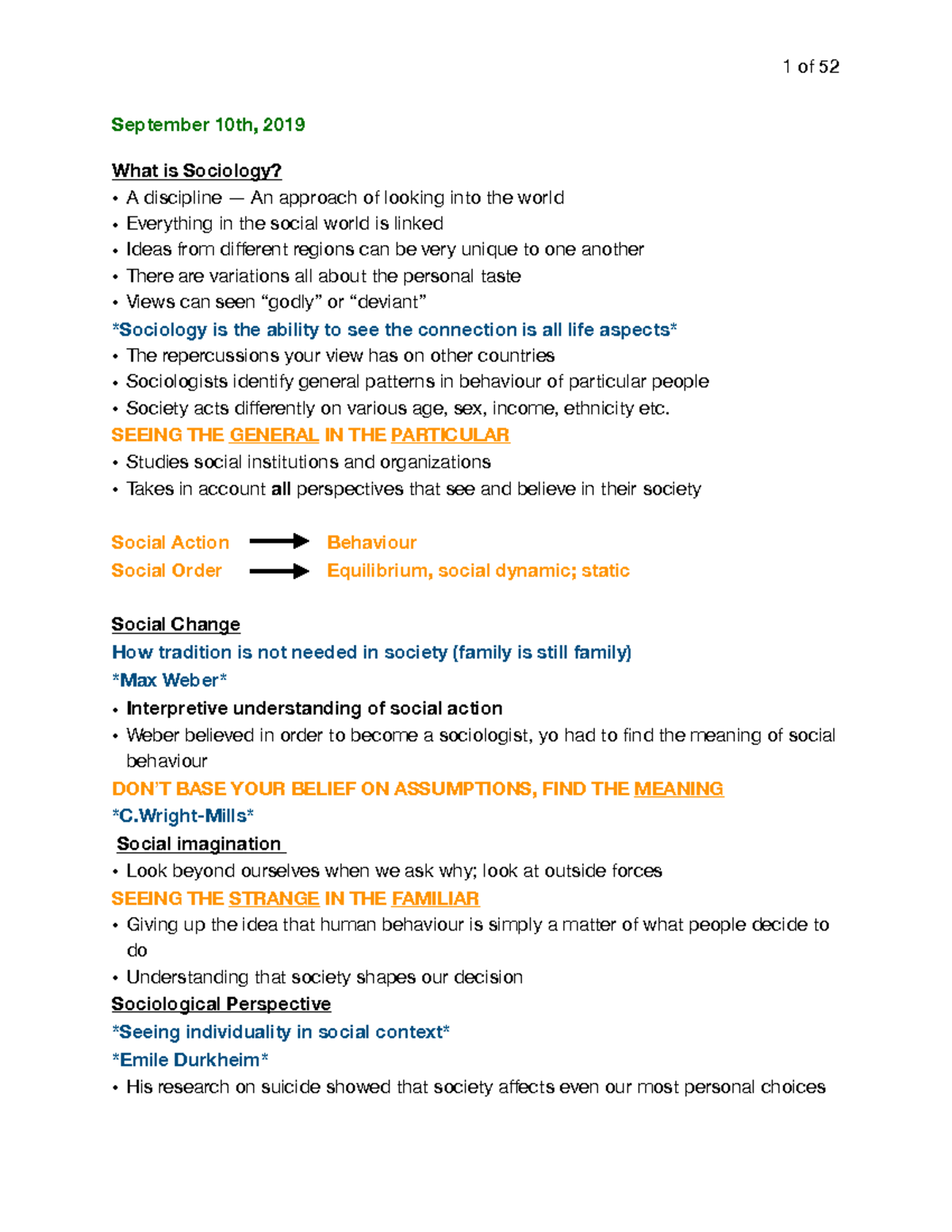 Sociology 1101 Lecture Notes - Key Concepts and Perspectives - Studocu