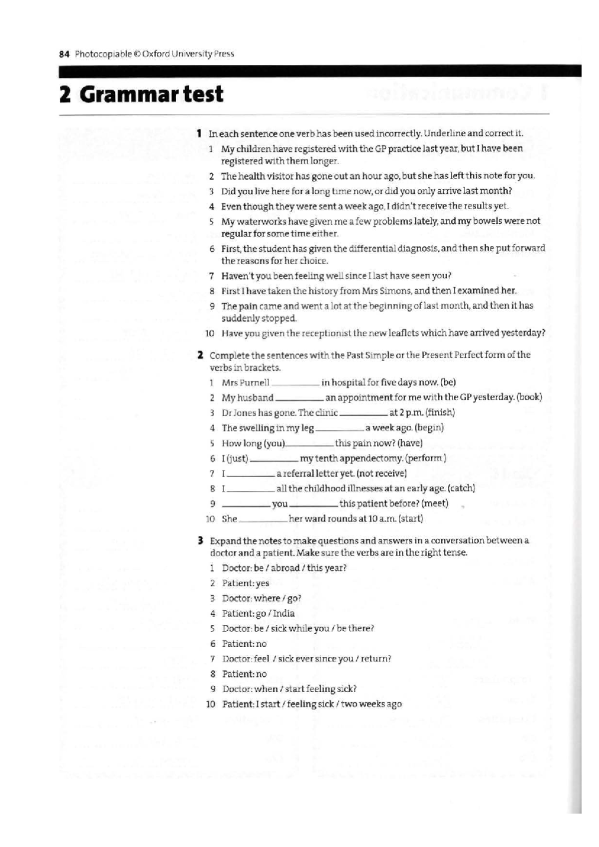 Unit 2 - Grammar Practice: Verb Tense Correction & Conversation - Studocu