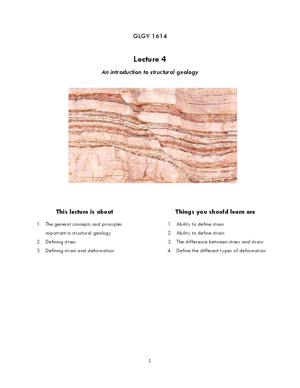 GLGY 1614 - Lecture 4: Introduction to Structural Geology Concepts ...