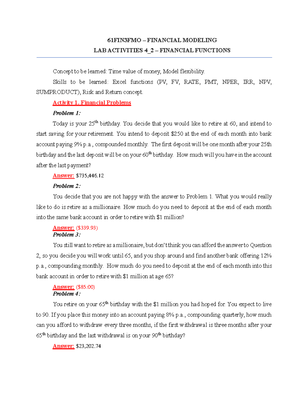 61FIN3FMO Lab4 2 - HHHHH - 61FIN3FMO – FINANCIAL MODELING LAB ...