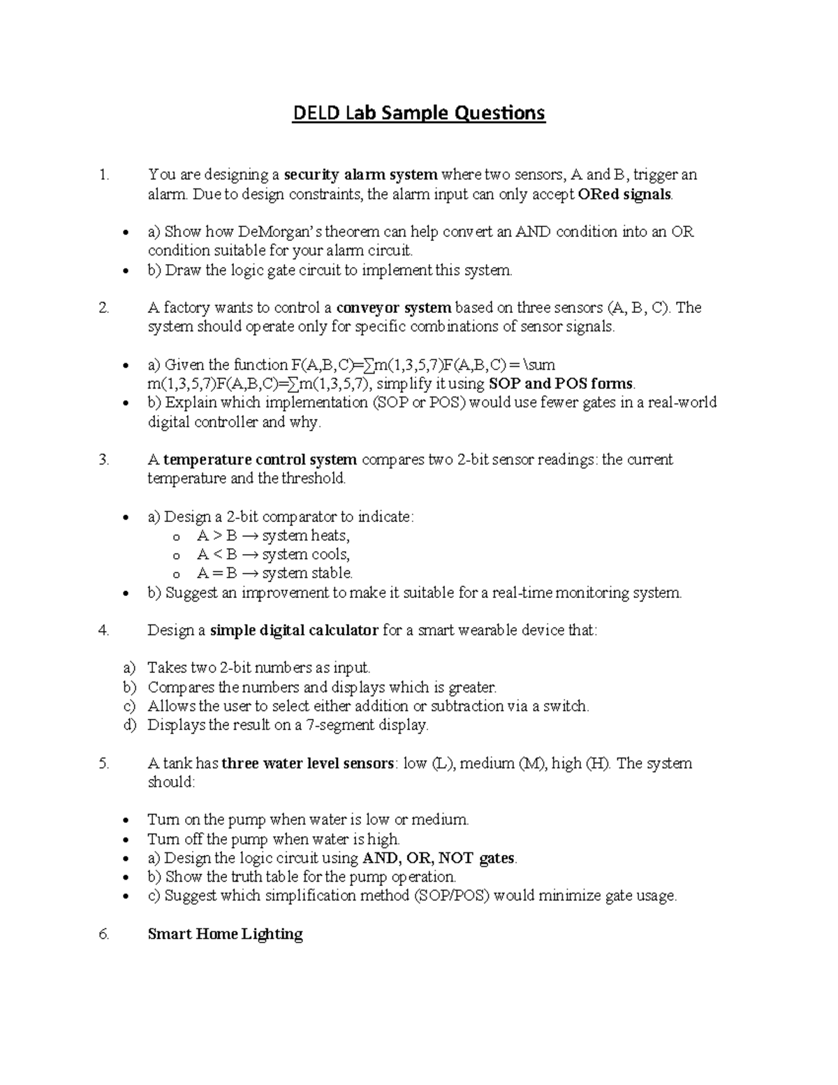 DELD Lab Sample Questions: Security Systems & Logic Design - Studocu