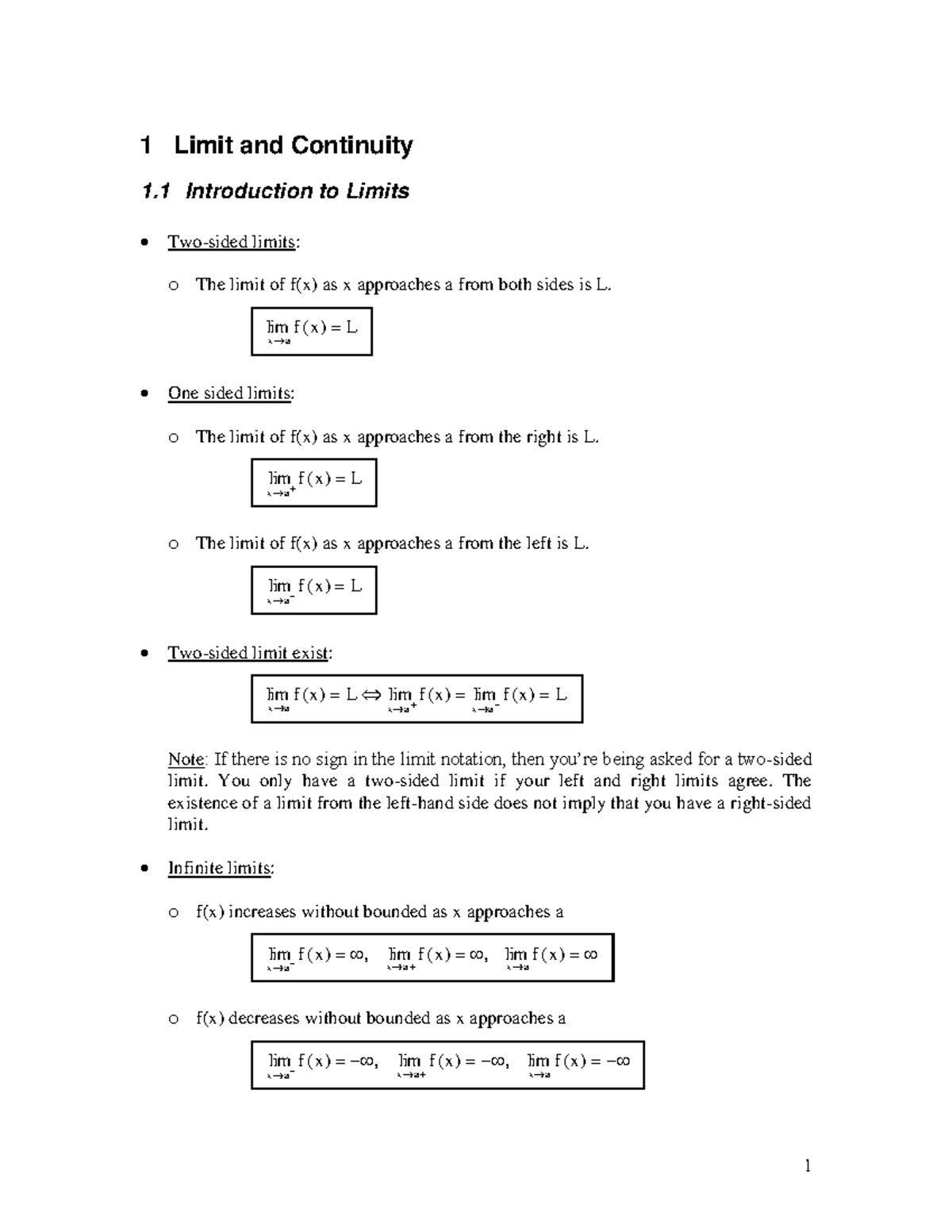 Limit and Continuity Notes (MAT421) - Understanding Limits and Their ...