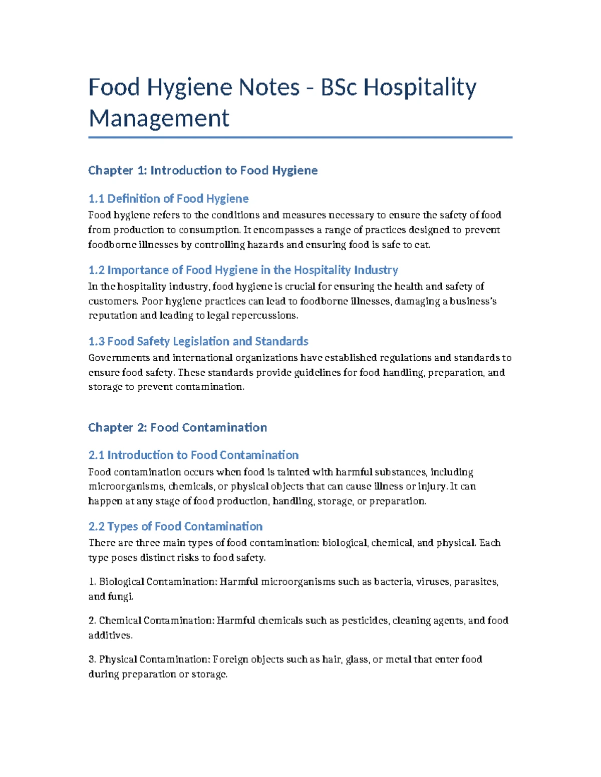 BHM/2022 Food Hygiene & Nutrition: HACCP Principles Insights - Studocu