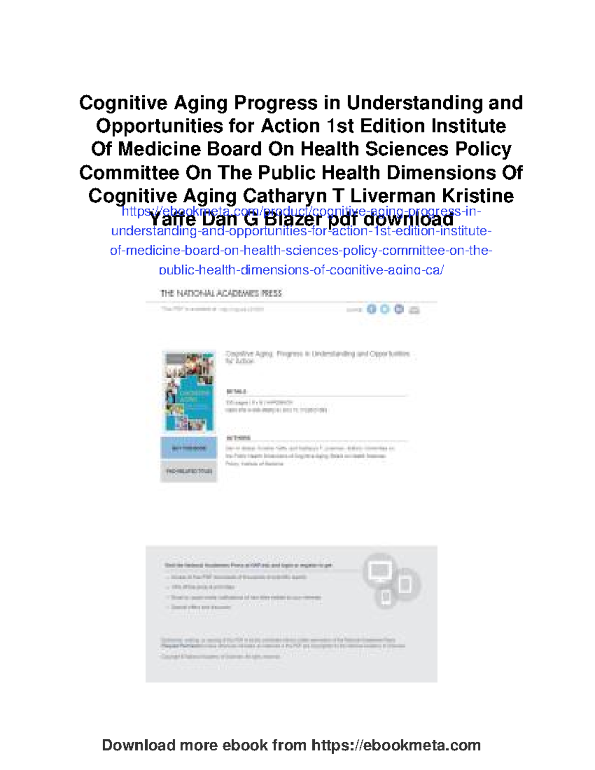 Cognitive aging: Progress in understanding and opportunities for action ...