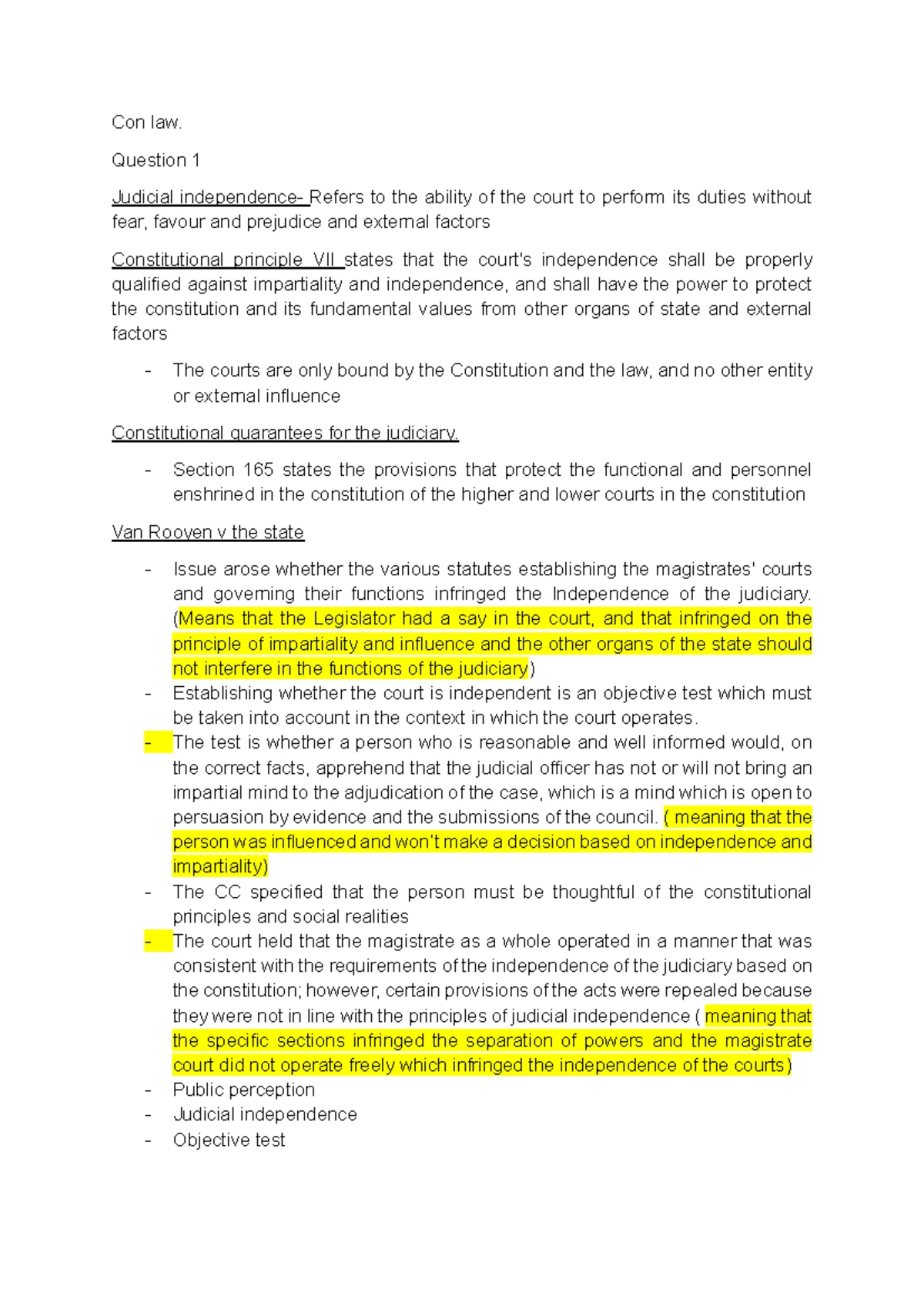 Constitutional Law Tutorial Questions Memo - Week 3 (CL 101) - Studocu