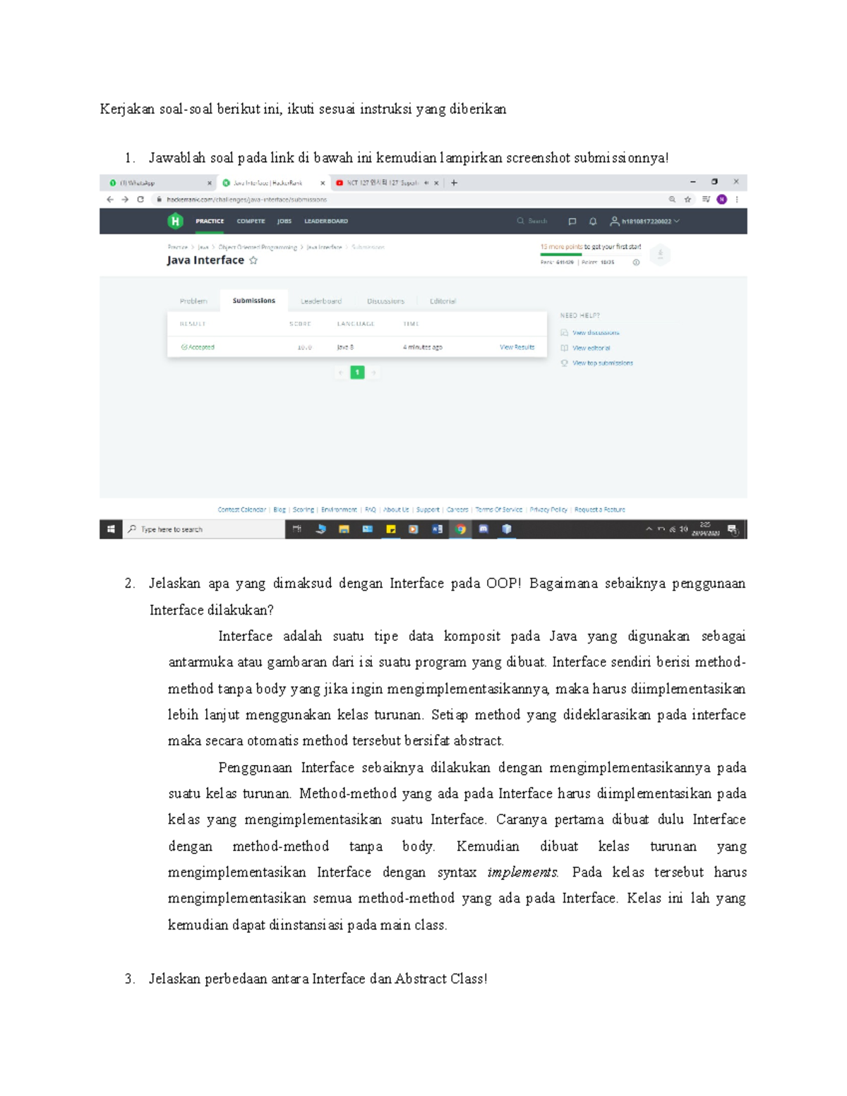 Latihan Soal Interface dalam OOP - Pembelajaran Java - Studocu