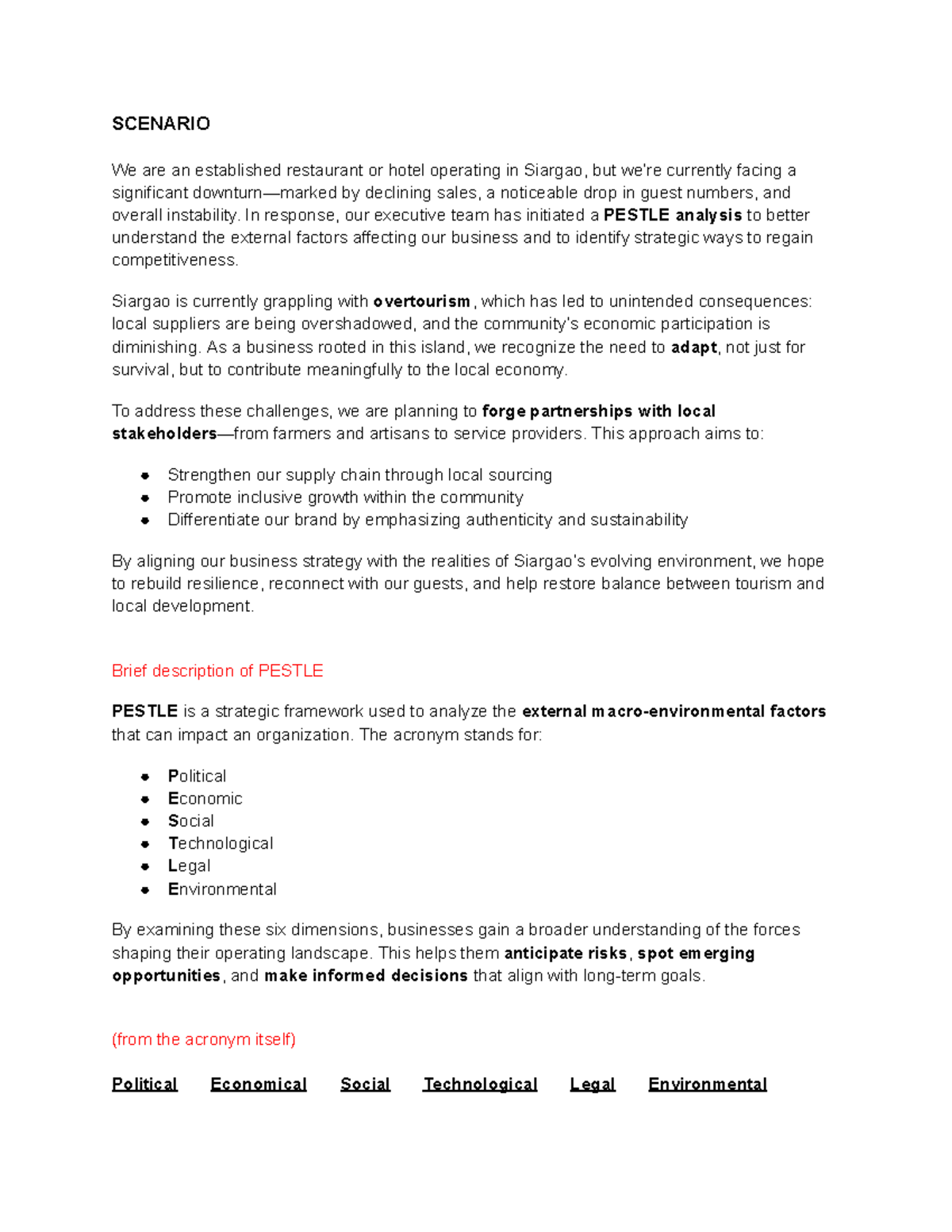 STQM (Pestle) - Strategic Analysis for Siargao's Hospitality Sector ...