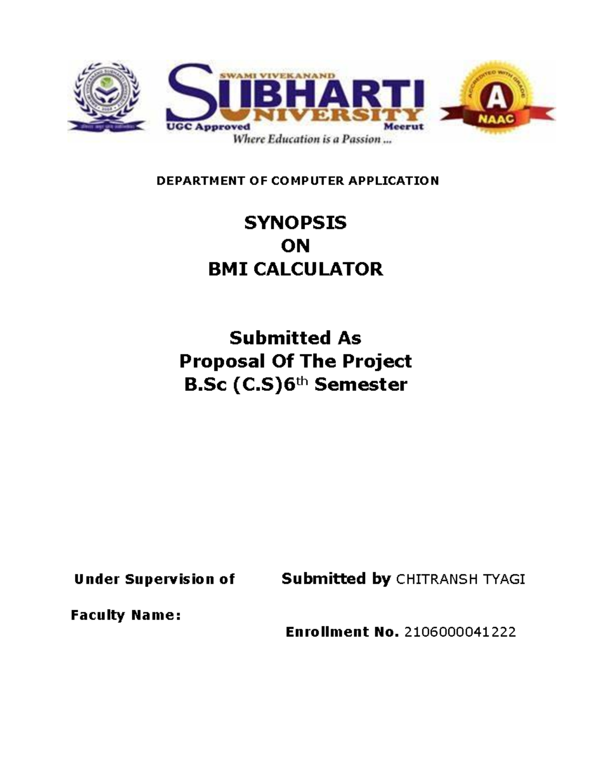 Synopsis-format for project - ####### DEPARTMENT OF COMPUTER ...