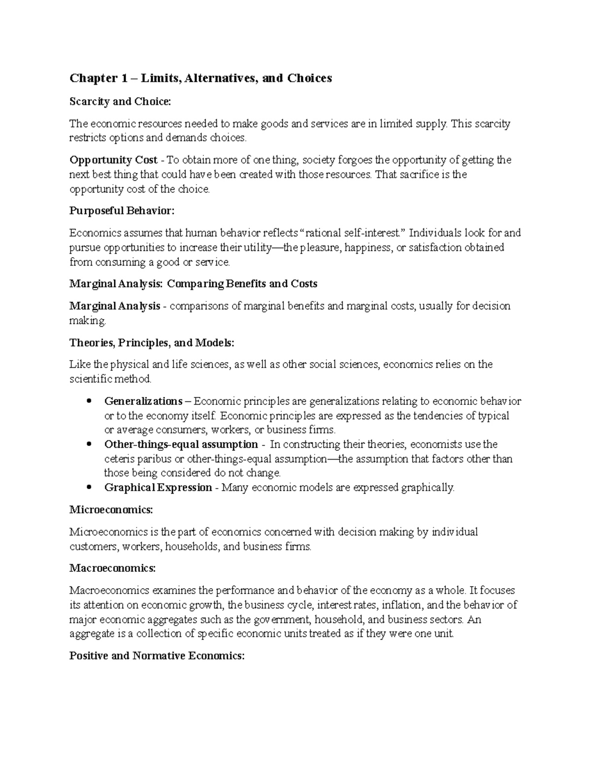 Midterm Study Guide - Chapter 1 – Limits, Alternatives, and Choices ...