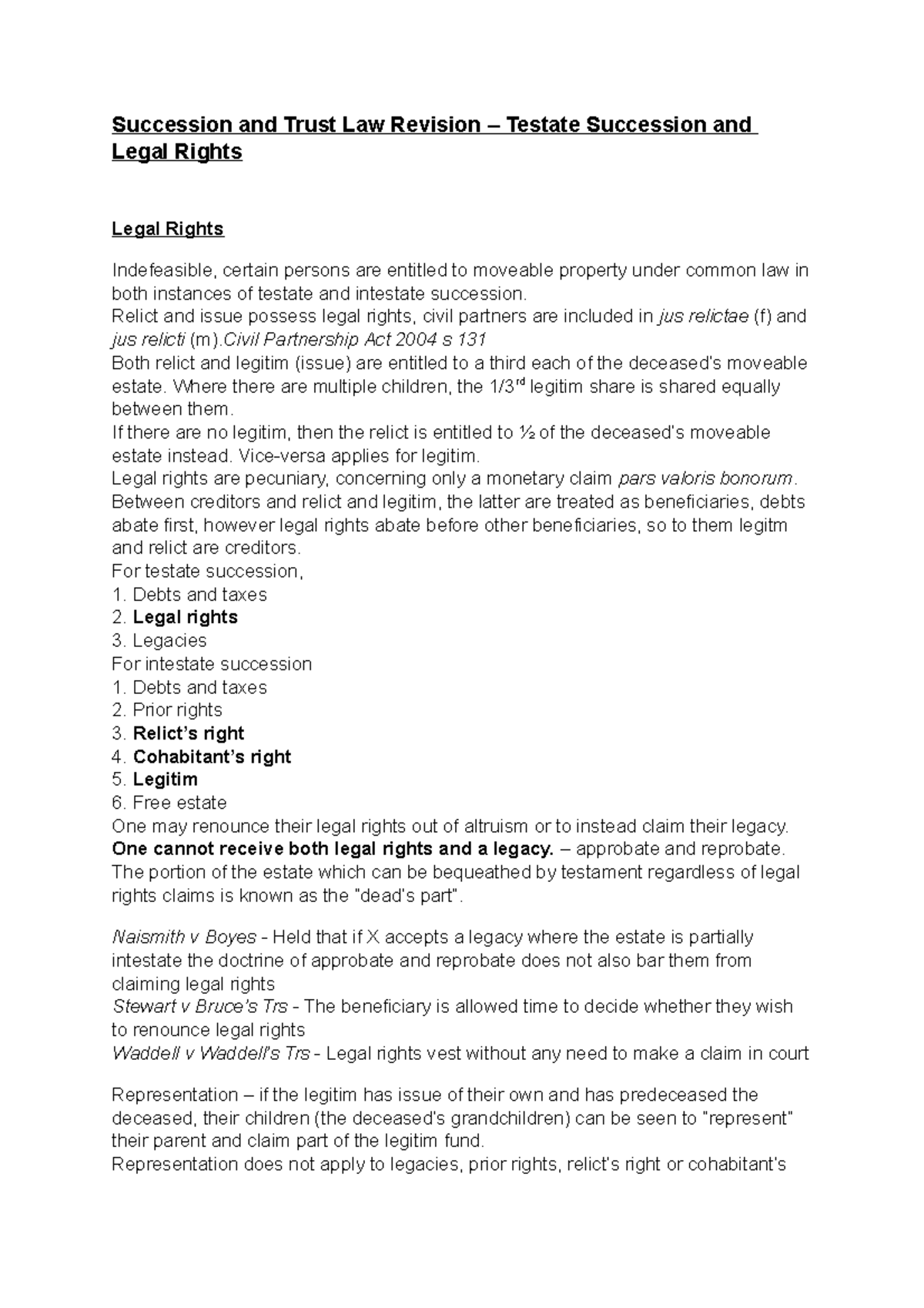 Testate Succession and Legal Rights - Succession and Trust Law Revision ...