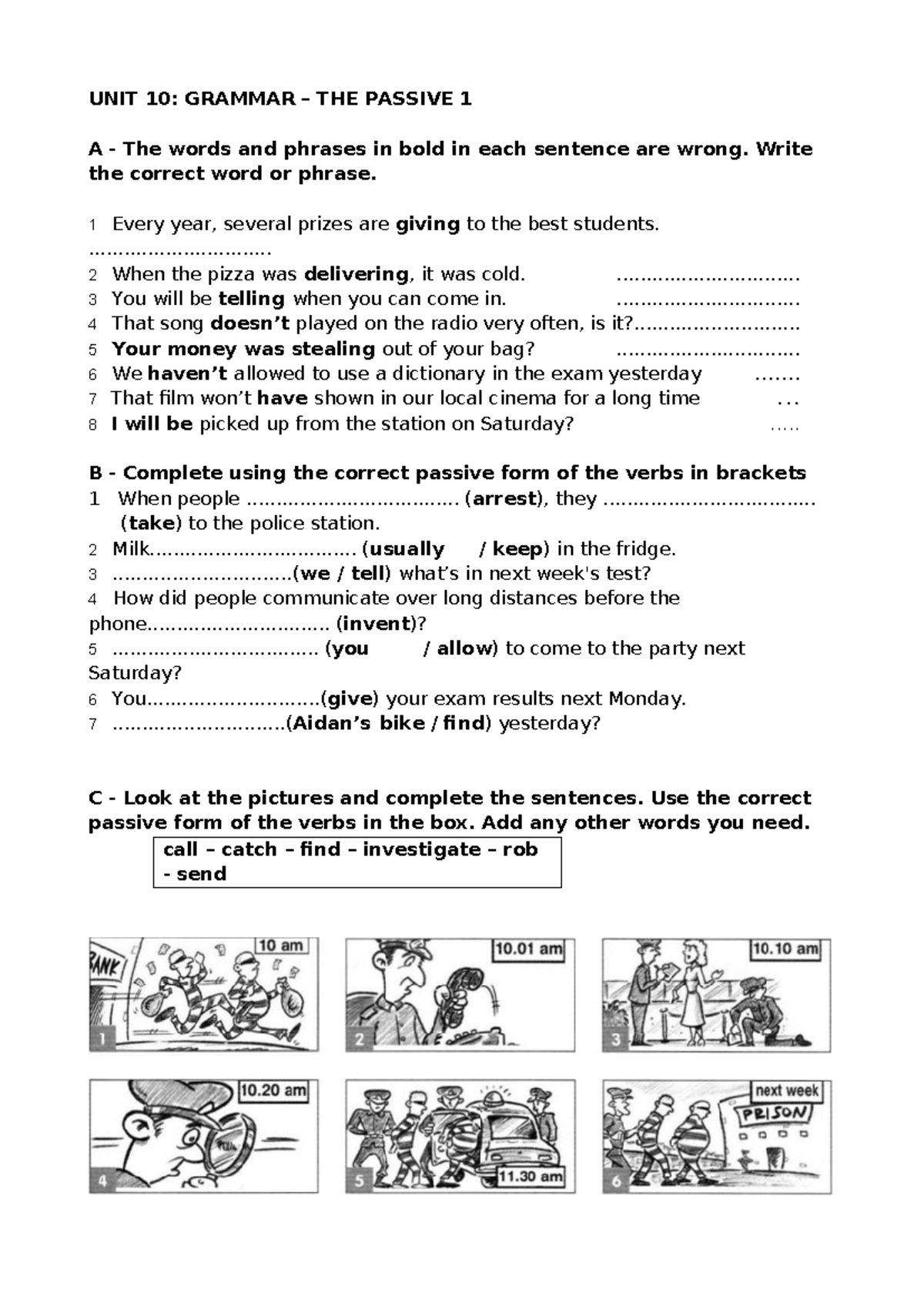 Unit 10-12: Grammar & Vocabulary Notes for B1 Level Students - Studocu