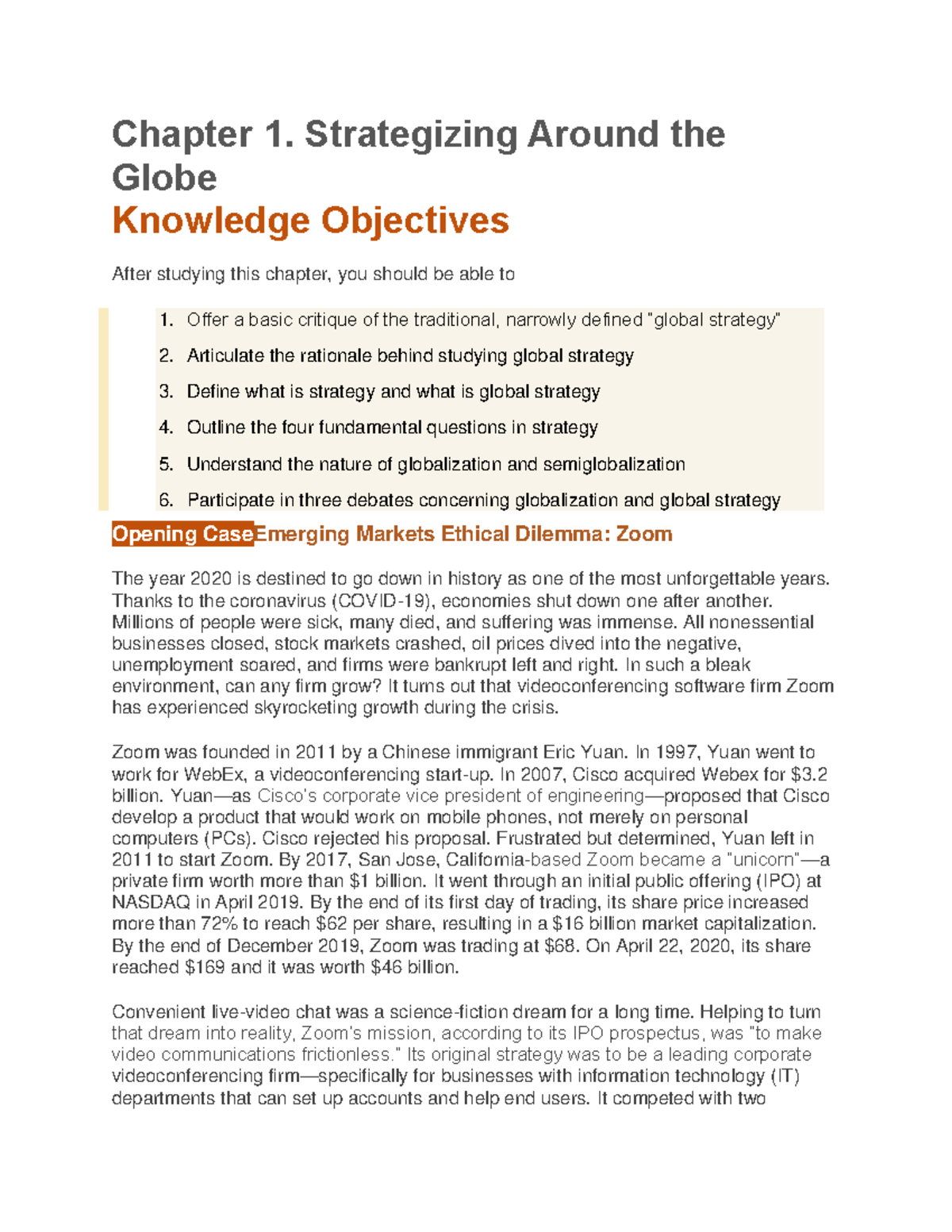 Mandatory reading Week 1 Global Business Strategy-1 - Chapter 1 ...