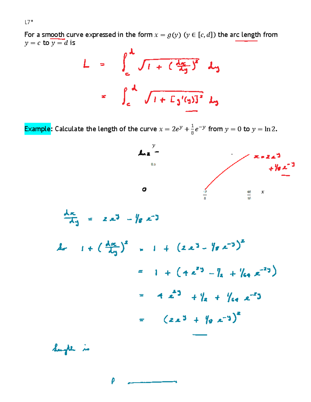 L7 - Arc Length and Surface Area of Revolution Examples - Studocu