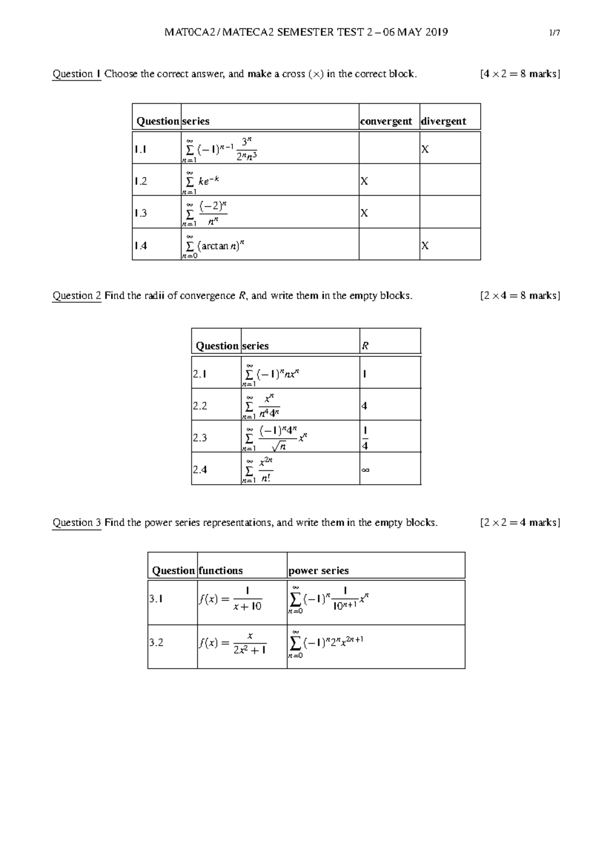 MATECA2 Semester Test 2 Memo - May 2019 Analysis - Studocu