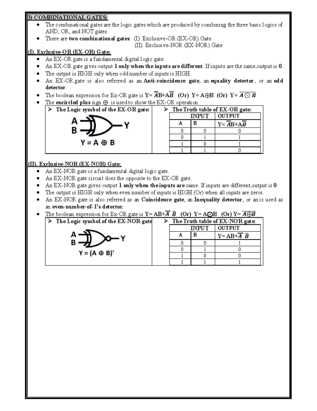 U23 - Digital Logic Design: Combinational Gates and Boolean Algebra ...