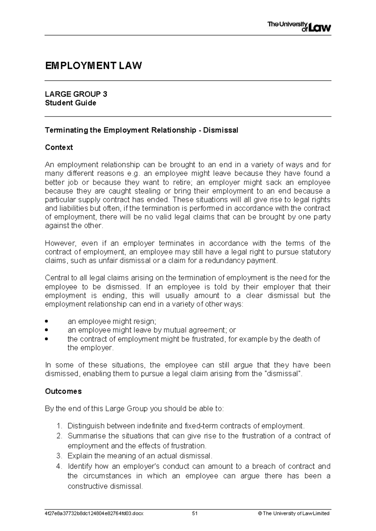 Employment Law 3: Termination of Employment Relationship Guide - Studocu