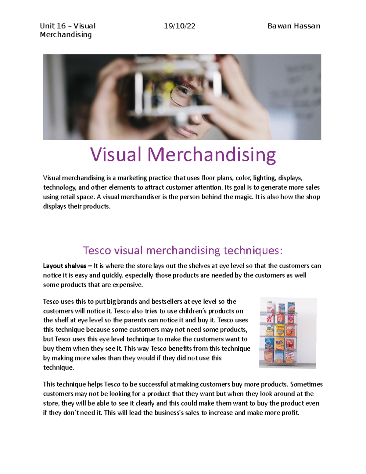 Visual Merchandising Techniques - BTEC Business National Extended ...