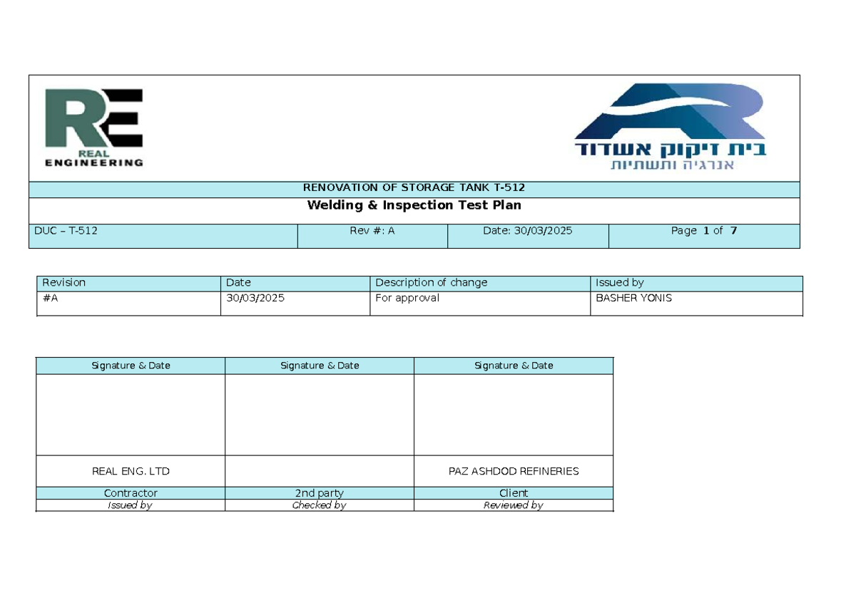 Photo inspiration: Fresh Look at Welding Inspection Test Plan For Storage Tank Renovation Duc Rev