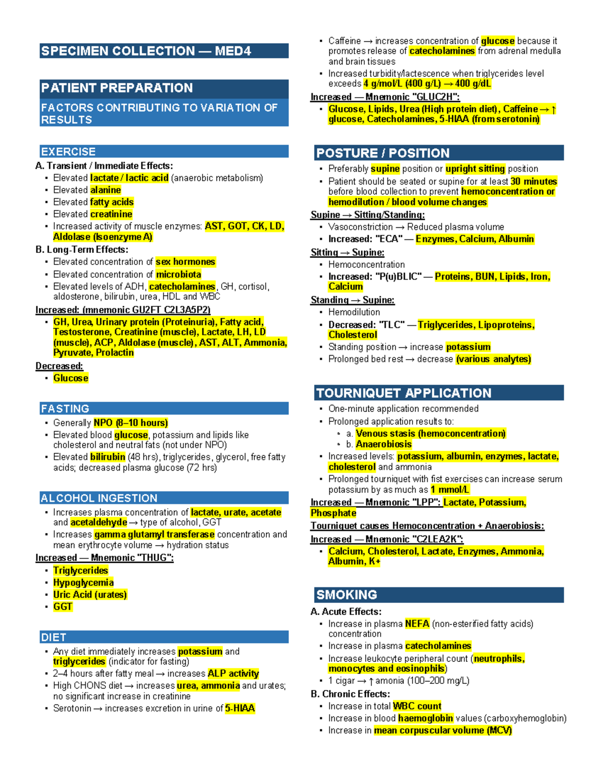 MED4 Specimen Collection and Patient Preparation Guidelines - Studocu