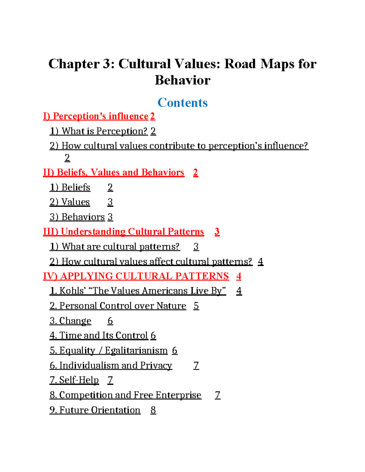 Chapter 3: Cultural Values and Their Impact on Behavior - Studocu