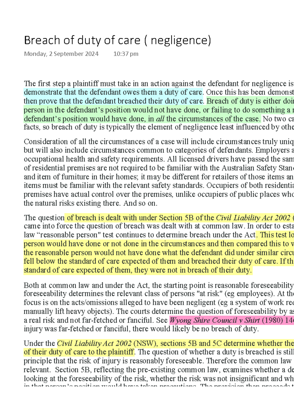 Breach of Duty of Care in Negligence: Key Legal Principles and Cases ...
