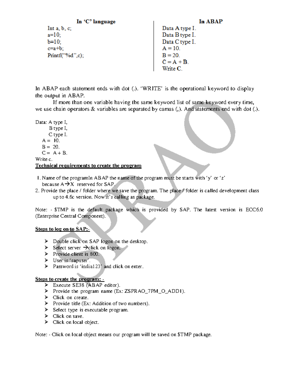 Simple ABAP Program Guide - ABAP 101 - Studocu