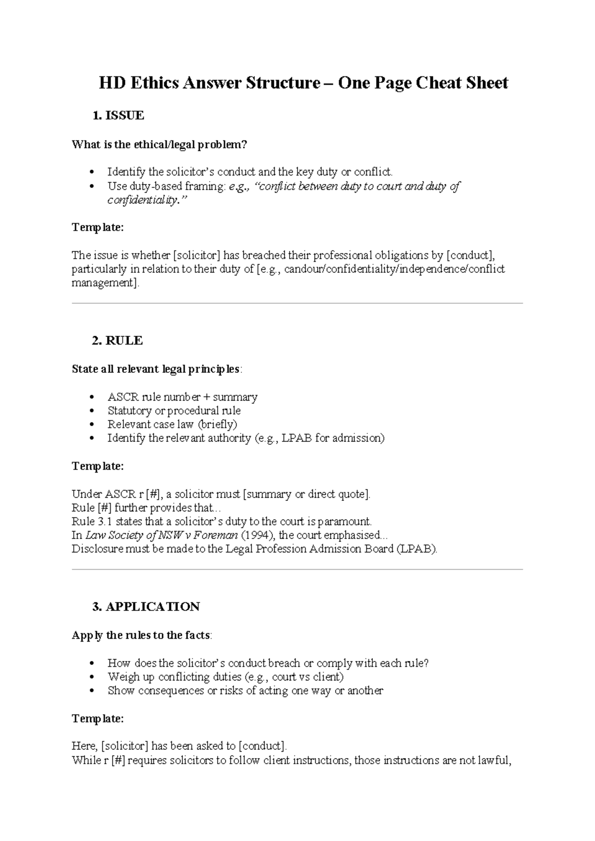 HD Ethics Answer Structure: Key Principles & Application Guide - Studocu