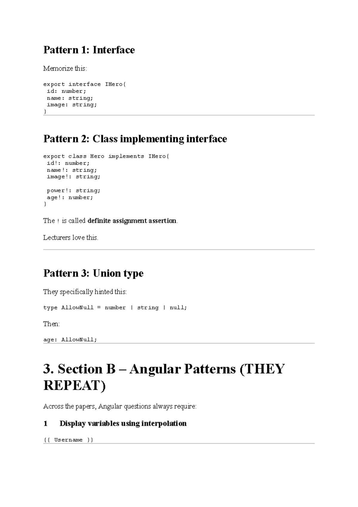 Typescript: Angular Patterns Study Guide for Exam Preparation - Studocu