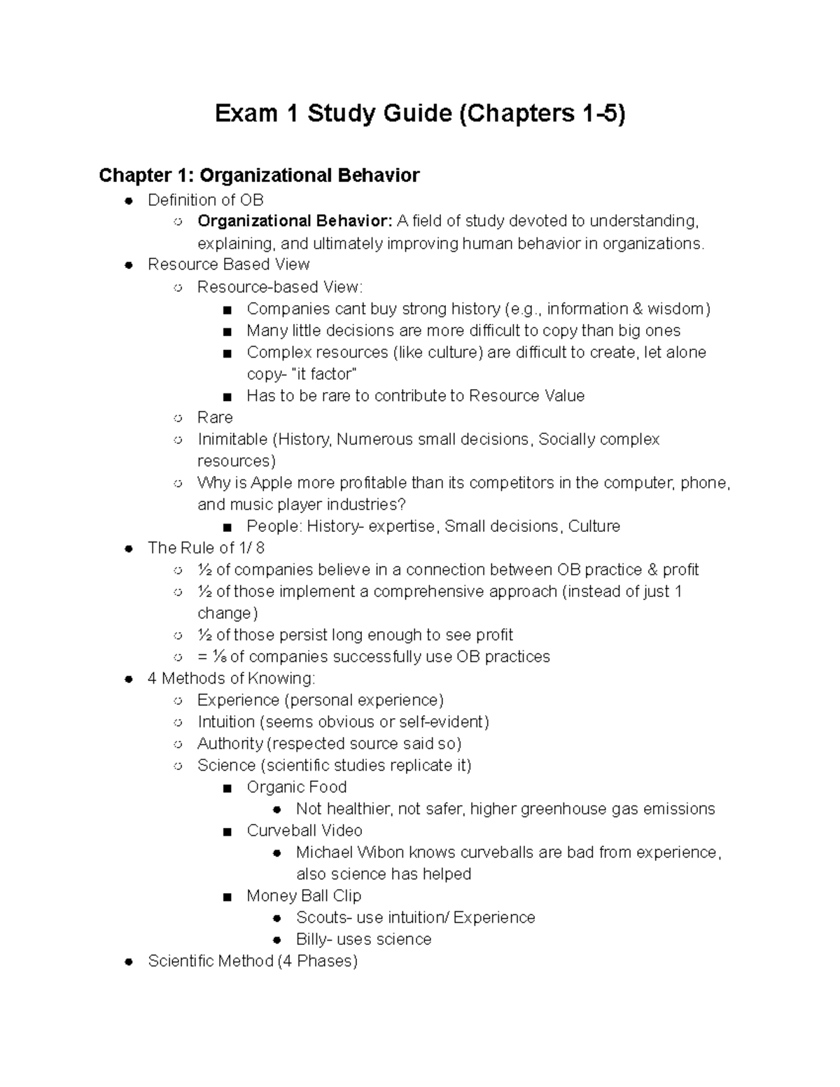 MGMT 101 Exam 1 Study Guide: Chapters 1-5 Overview - Studocu