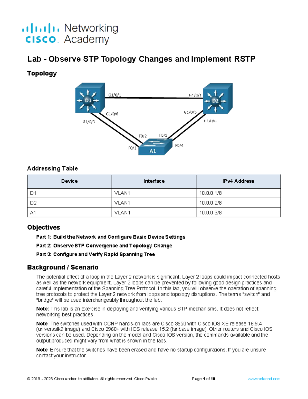 Lab: Observe STP Topology Changes & Implement RSTP (CCNP) - Studocu