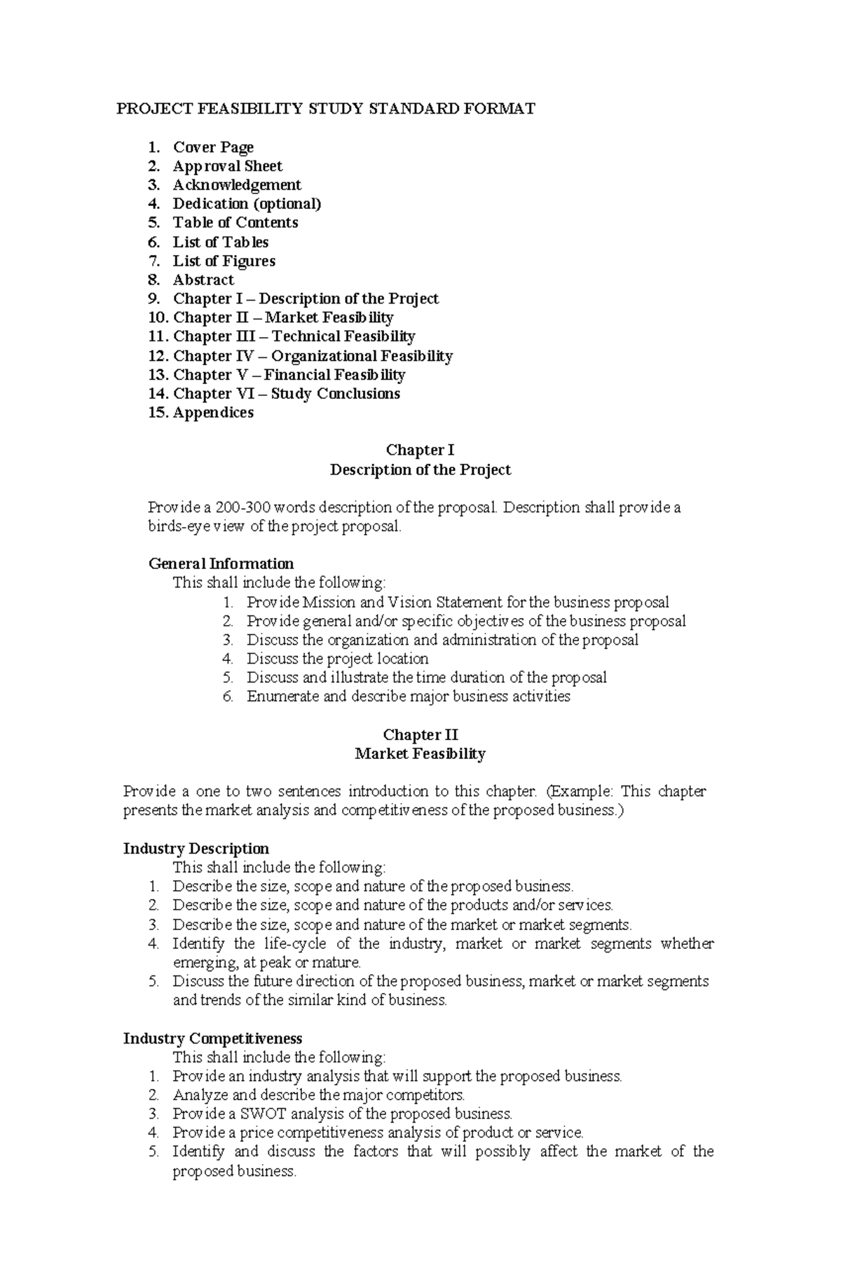 Feasibility Study Format (CHIM) 2024: Comprehensive Guide - Studocu