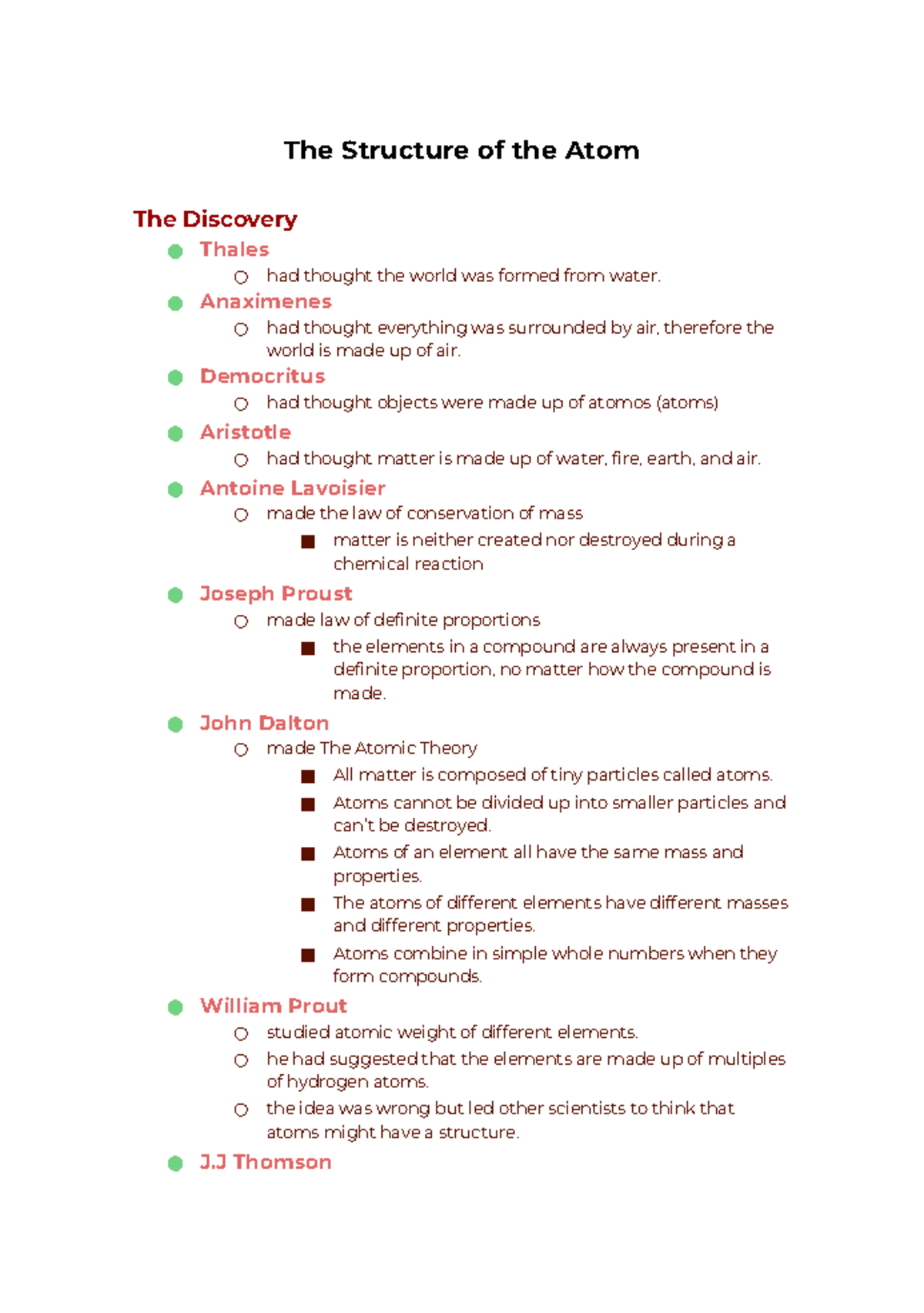 19. The Structure of the Atom: Key Discoveries and Theories - Studocu