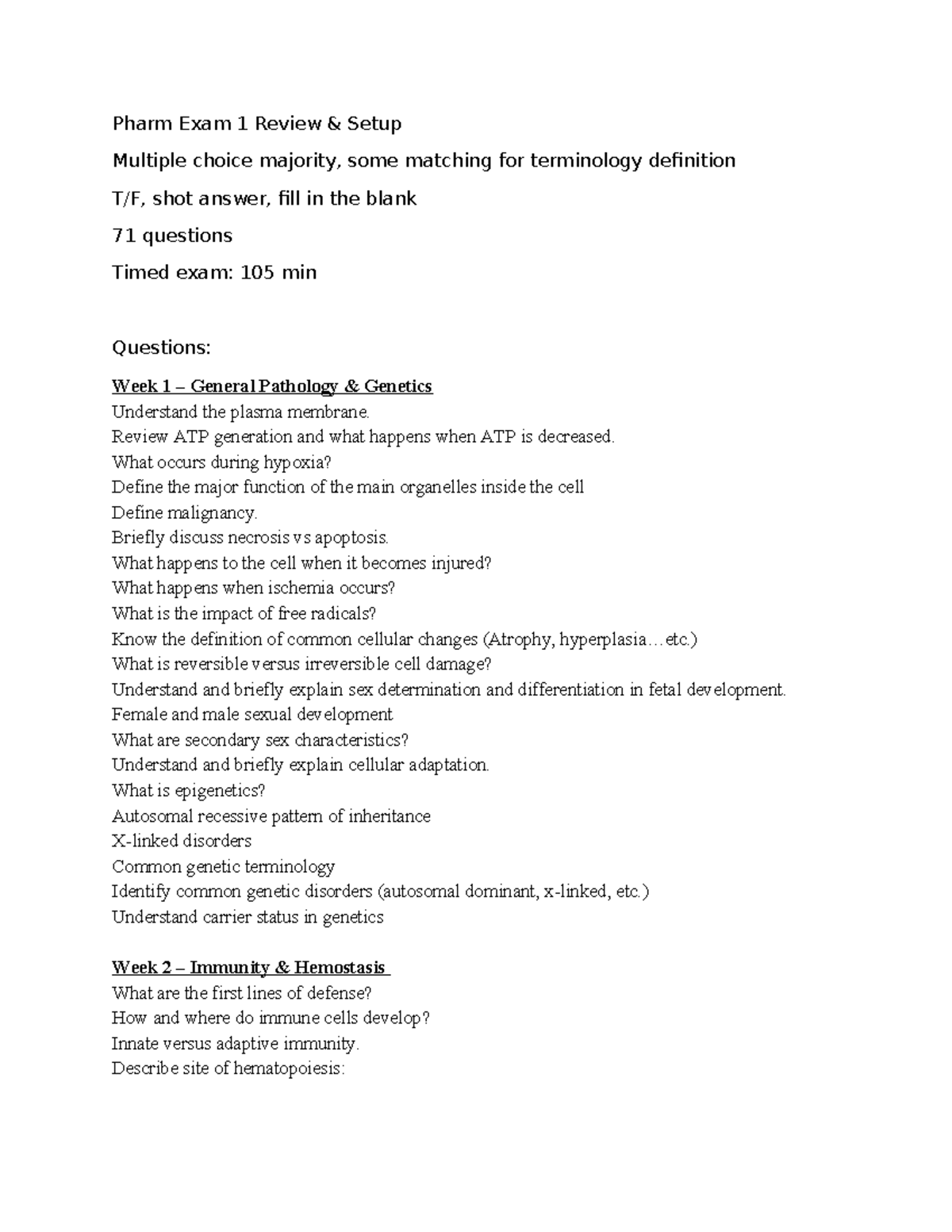 Pharm 101 Exam 1 Study Guide: Key Concepts & Review Questions - Studocu