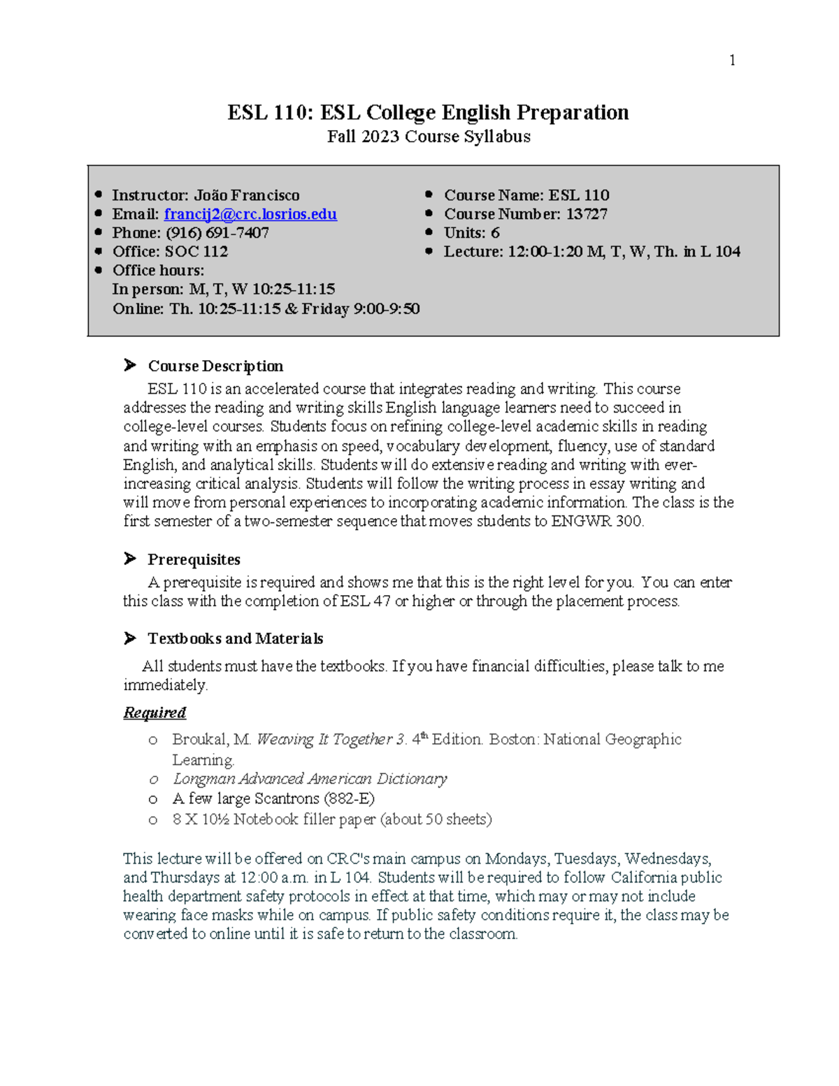 Advanced Placement English Syllabus