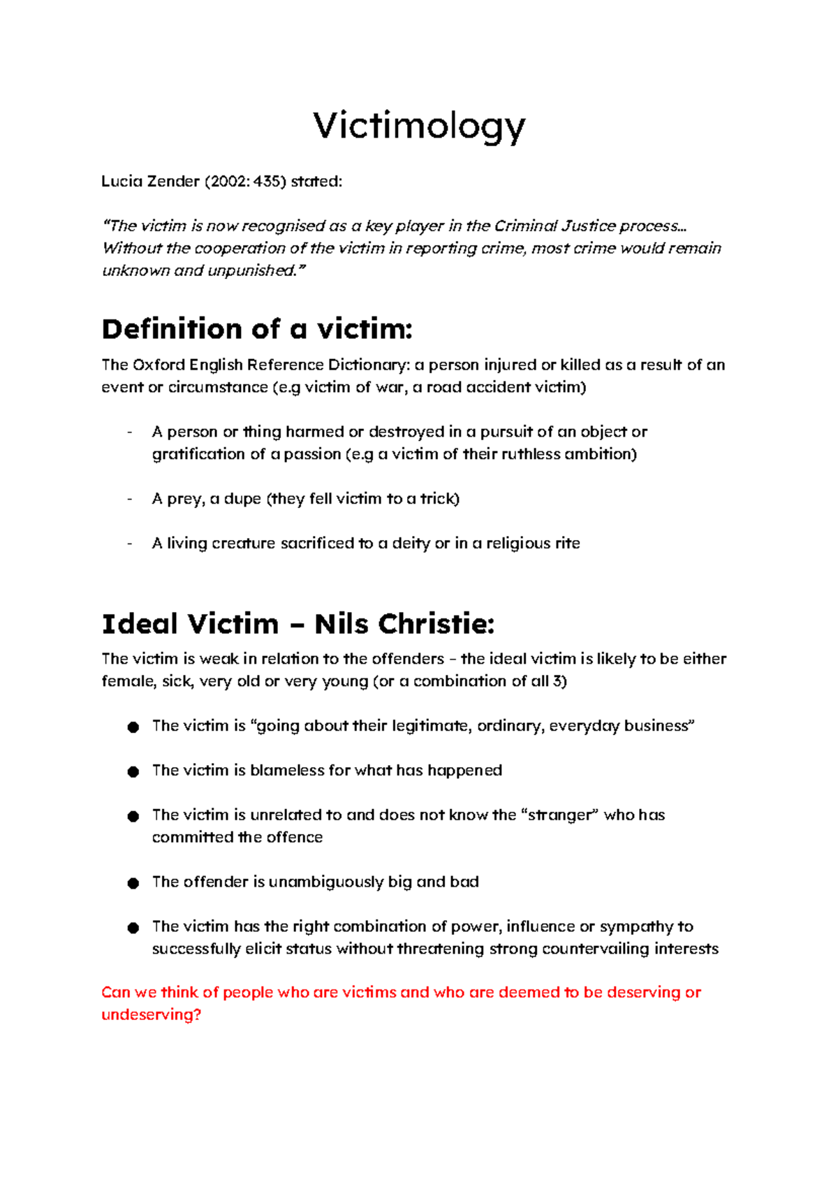 Lecture 5 - Understanding Victimology and Its Theories - Studocu