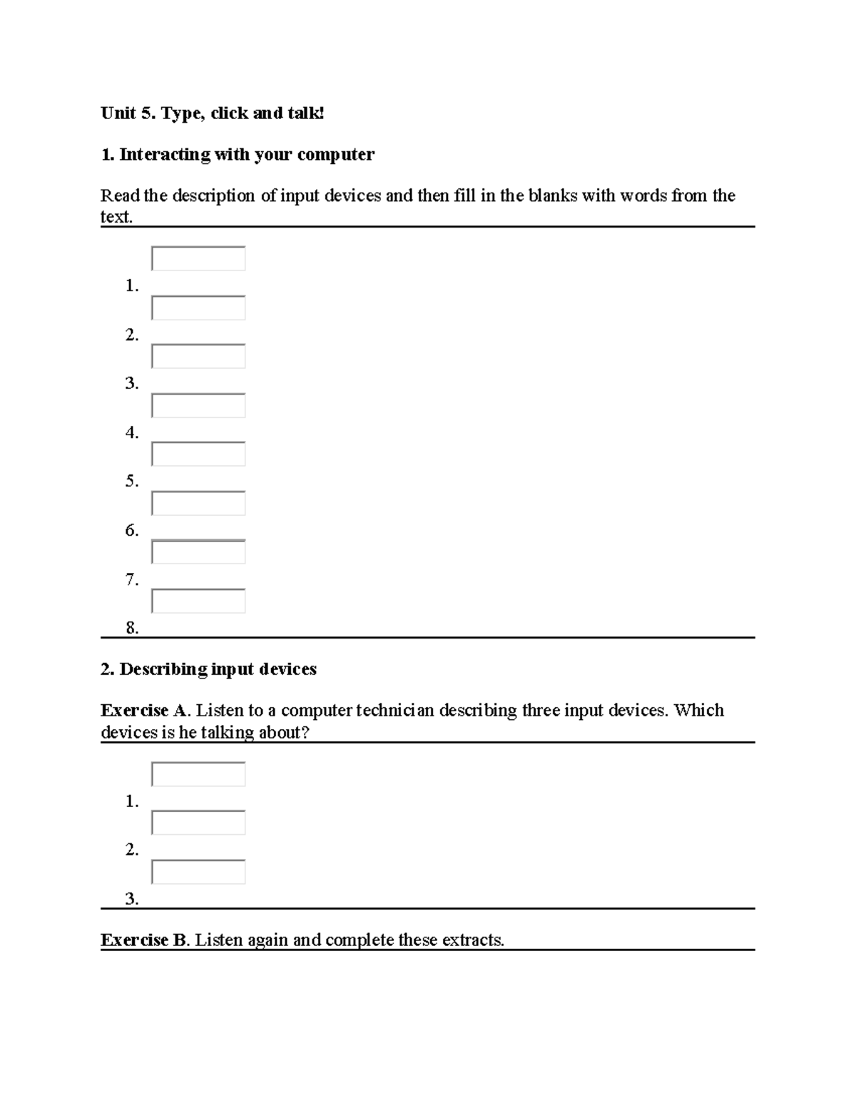 Topic 5. Type, click and talk - Unit 5. Type, click and talk! 1 ...