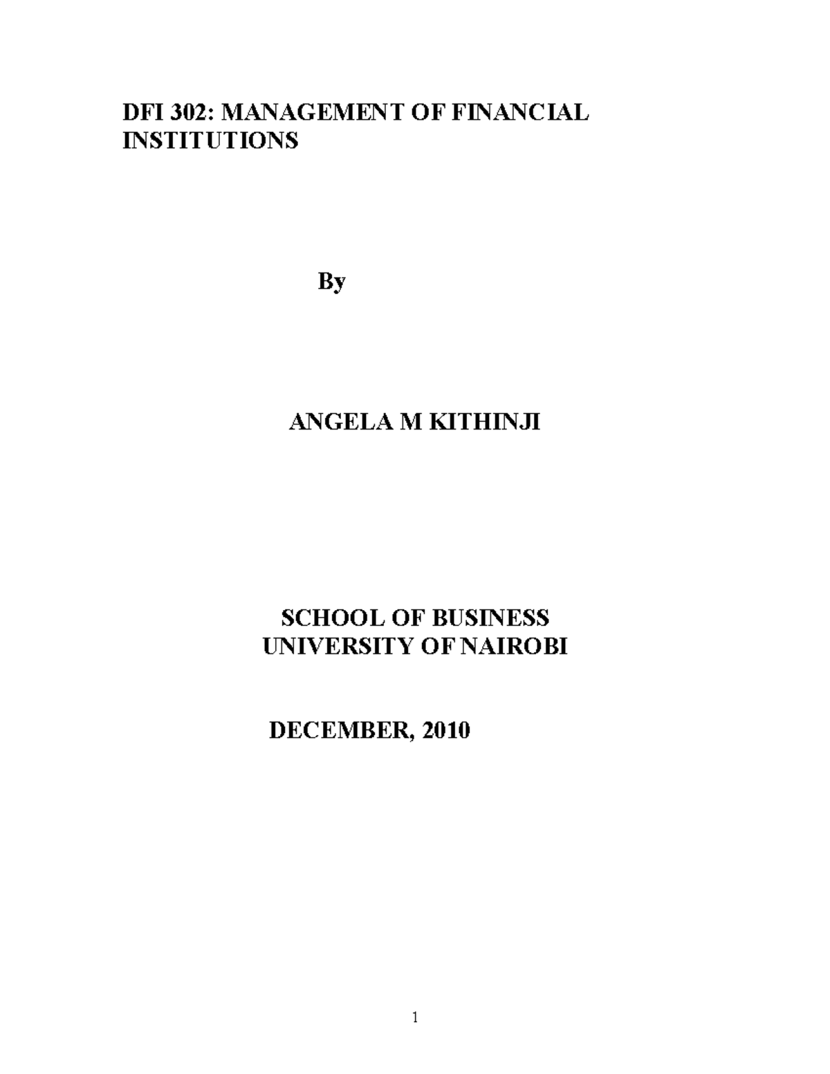 DFI 302: Lecture Notes on Management of Financial Institutions - Studocu