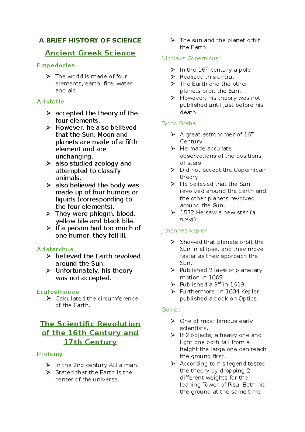 History of Science - Complete Review for Teaching Science - Studocu