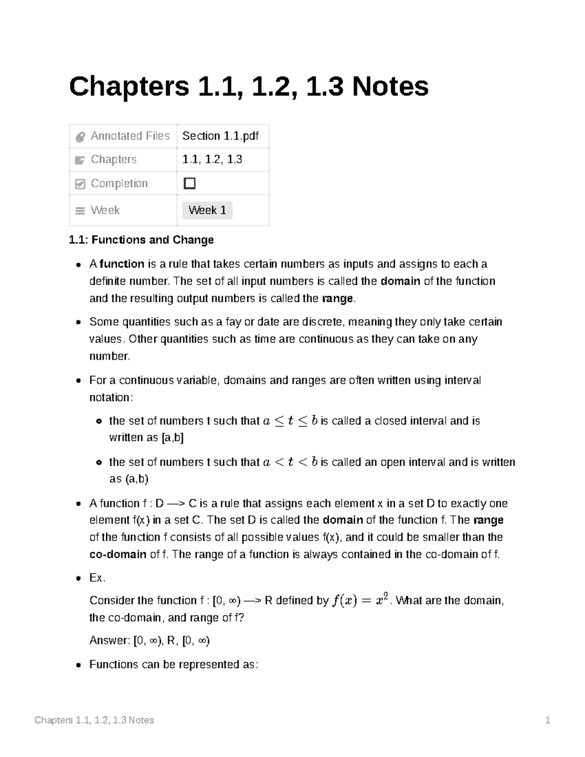 MAT135 Chapters 1.1, 1.2, 1.3 Notes - Mat135H1 - U of T - Studocu