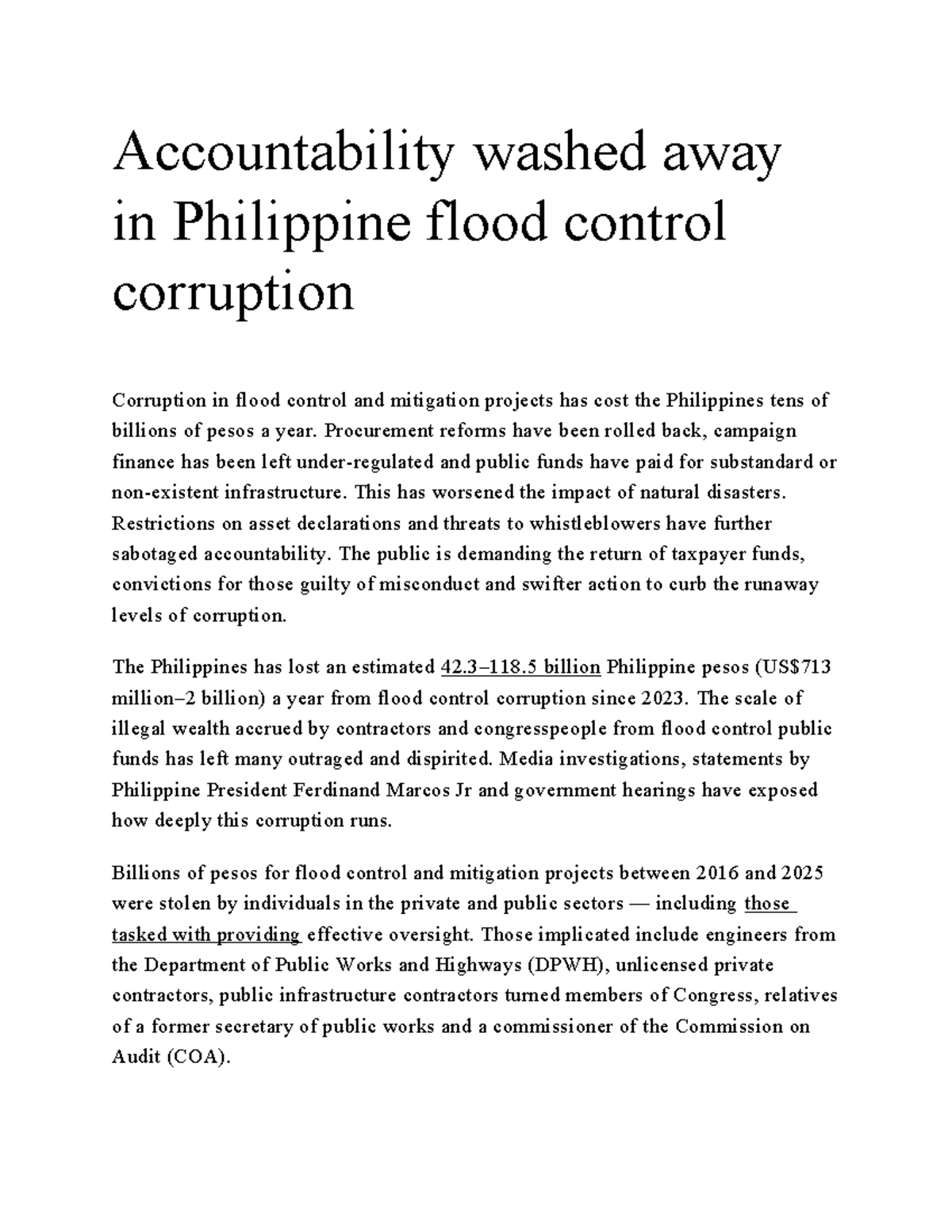 EAF Philippines: Corruption in Flood Control Projects and ...