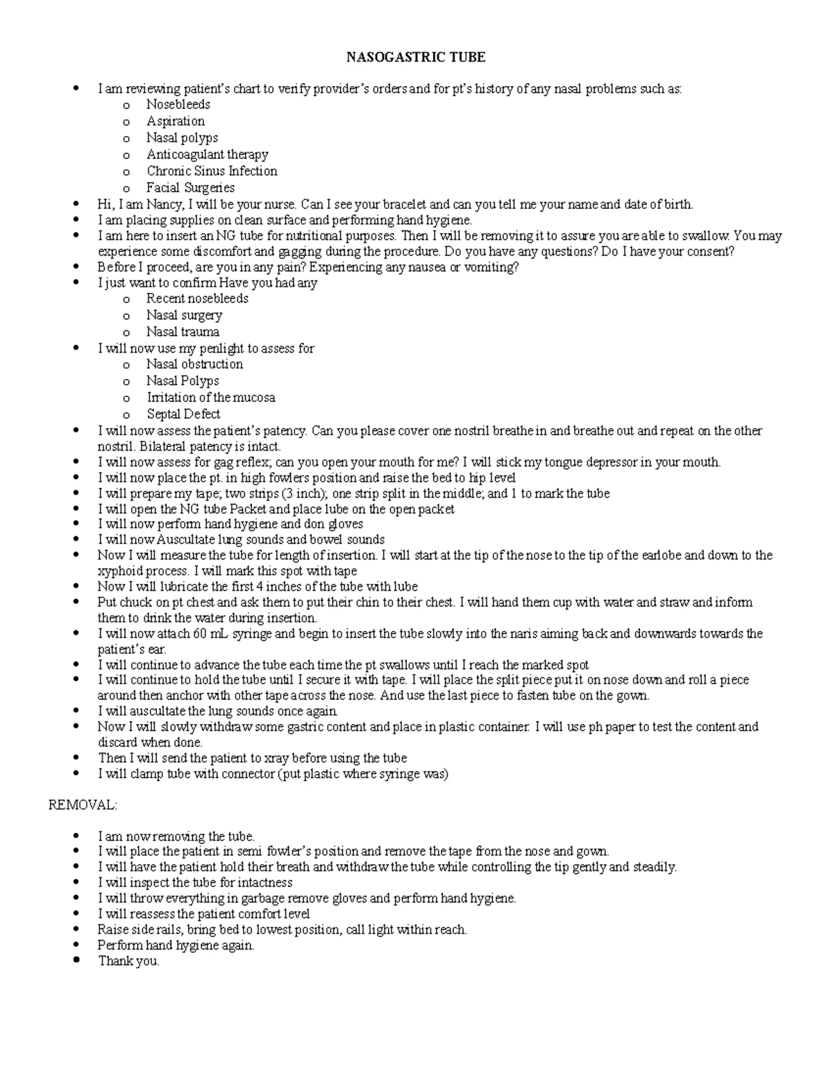 NR 224 Wound Care Script: Student Nurse Procedure Guide - Studocu