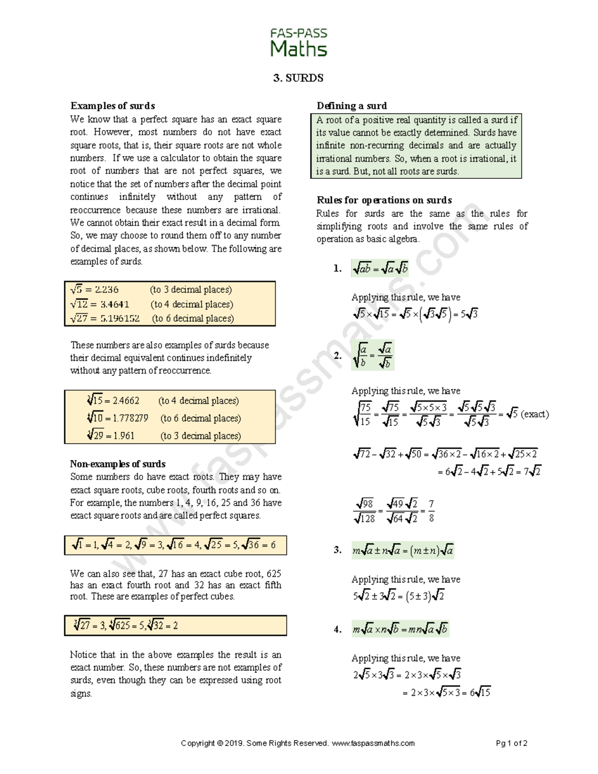 Add Maths: Understanding Surds and Their Properties - Studocu