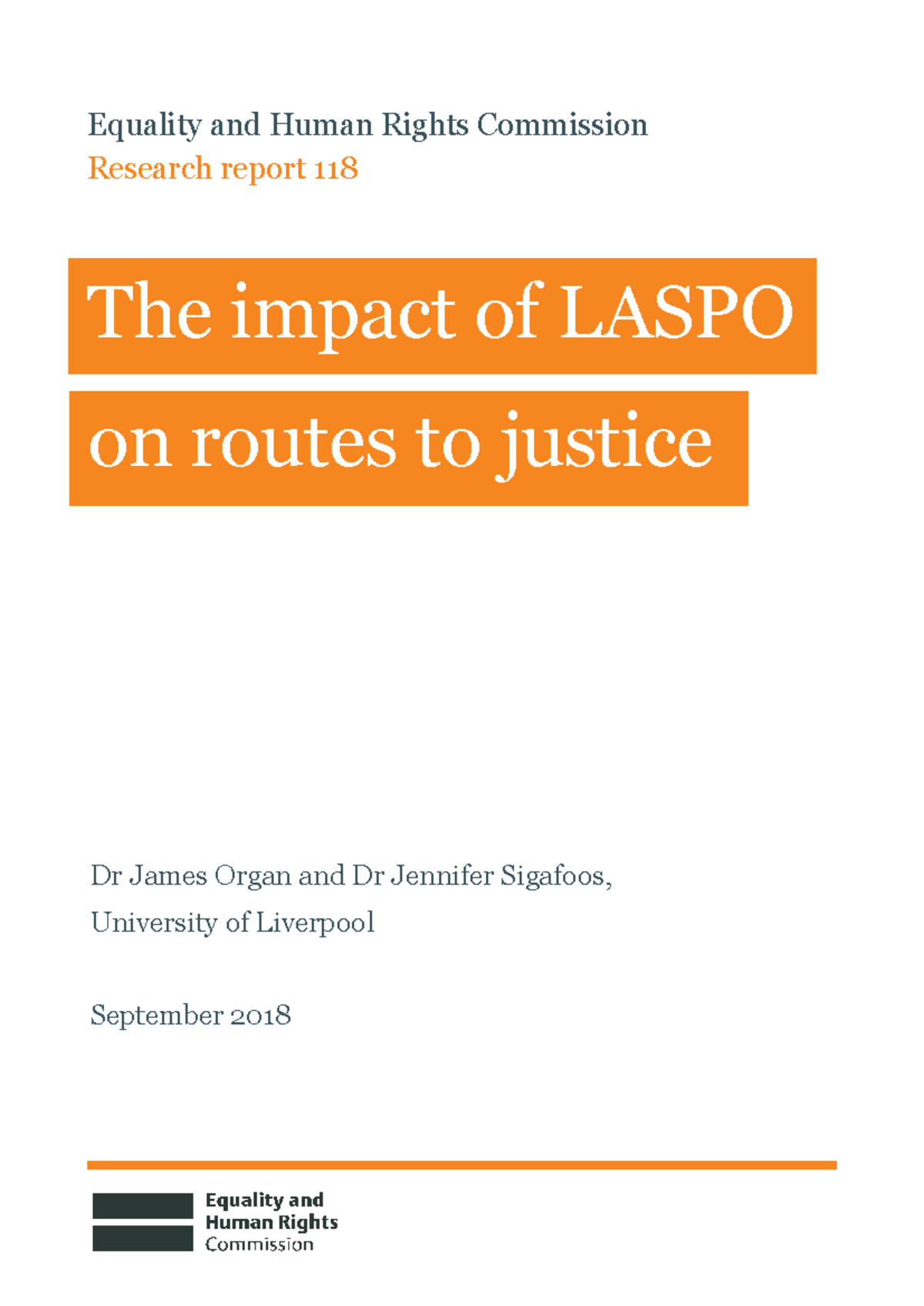 The impact of laspo on routes to justice september 2018 - Equality and ...
