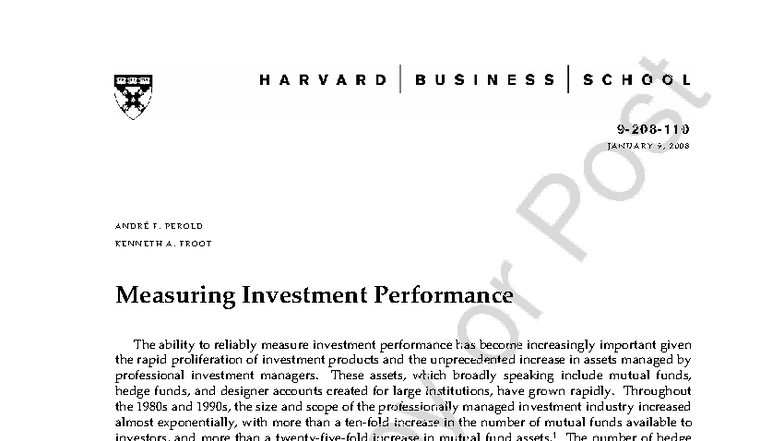 Measuring Investment Performance: Insights and Methods (FIN 101) - Studocu