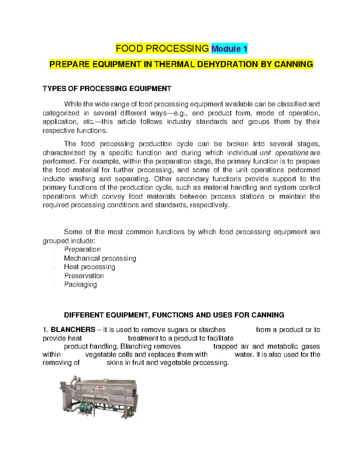 TLE 10 Midterm Notes: Food Processing & Canning Techniques - Studocu