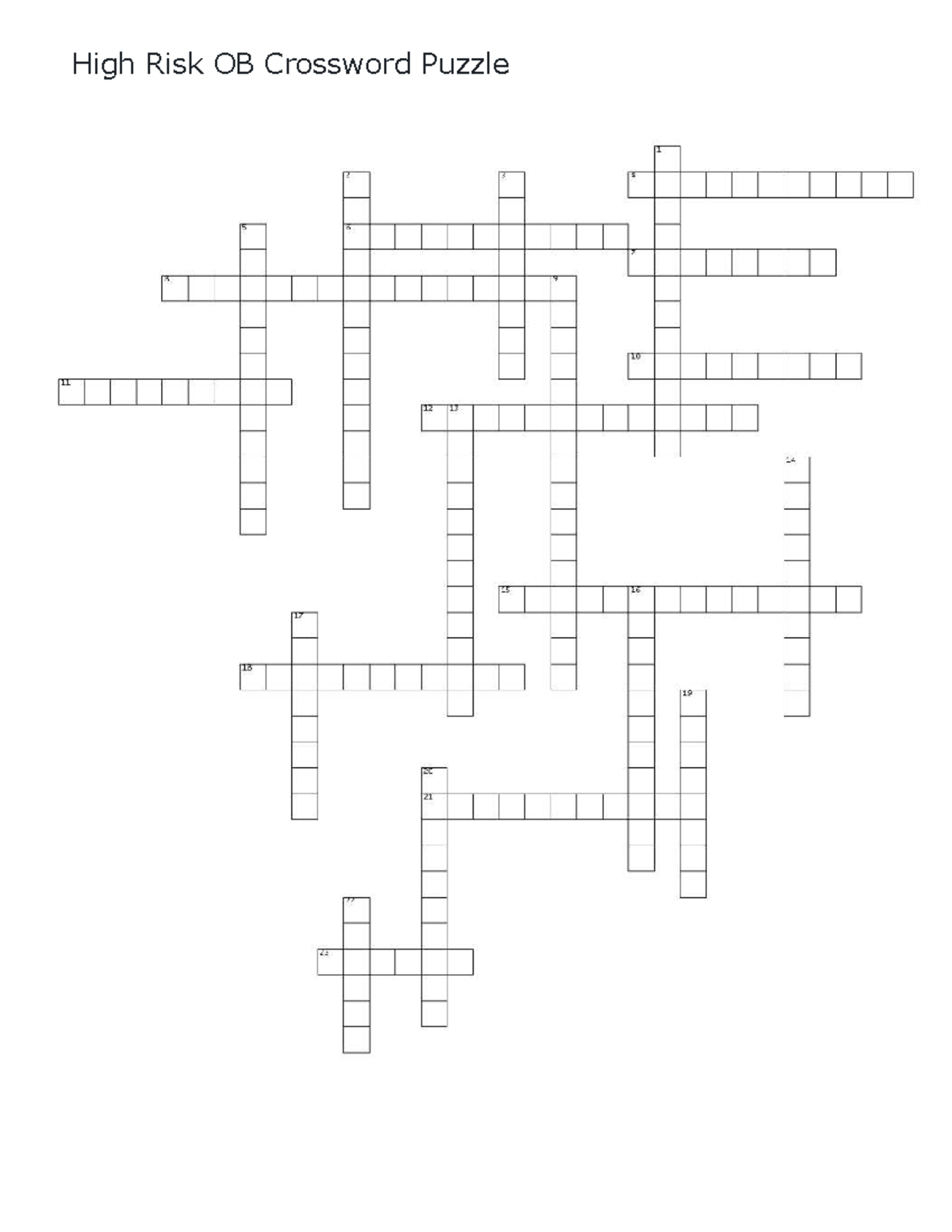 High Risk OB Crossword Puzzle - ACROSS & DOWN (3) - Studocu