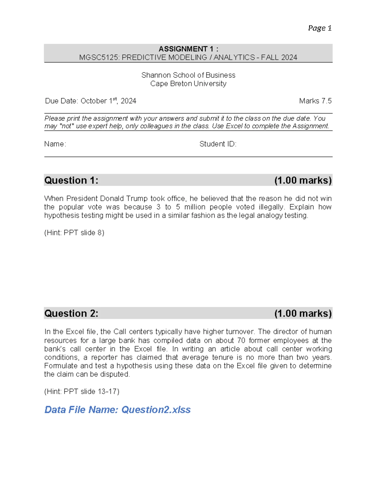 Chapter 1 - Introduction - Introduction Quantitative Methods MGSC 5113 ...