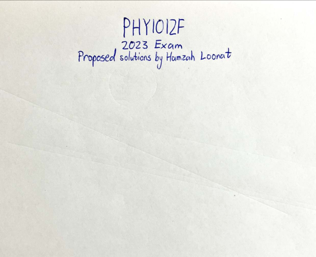 PHY1012F 2023 Exam Memo: Proposed Solutions and Analysis - Studocu