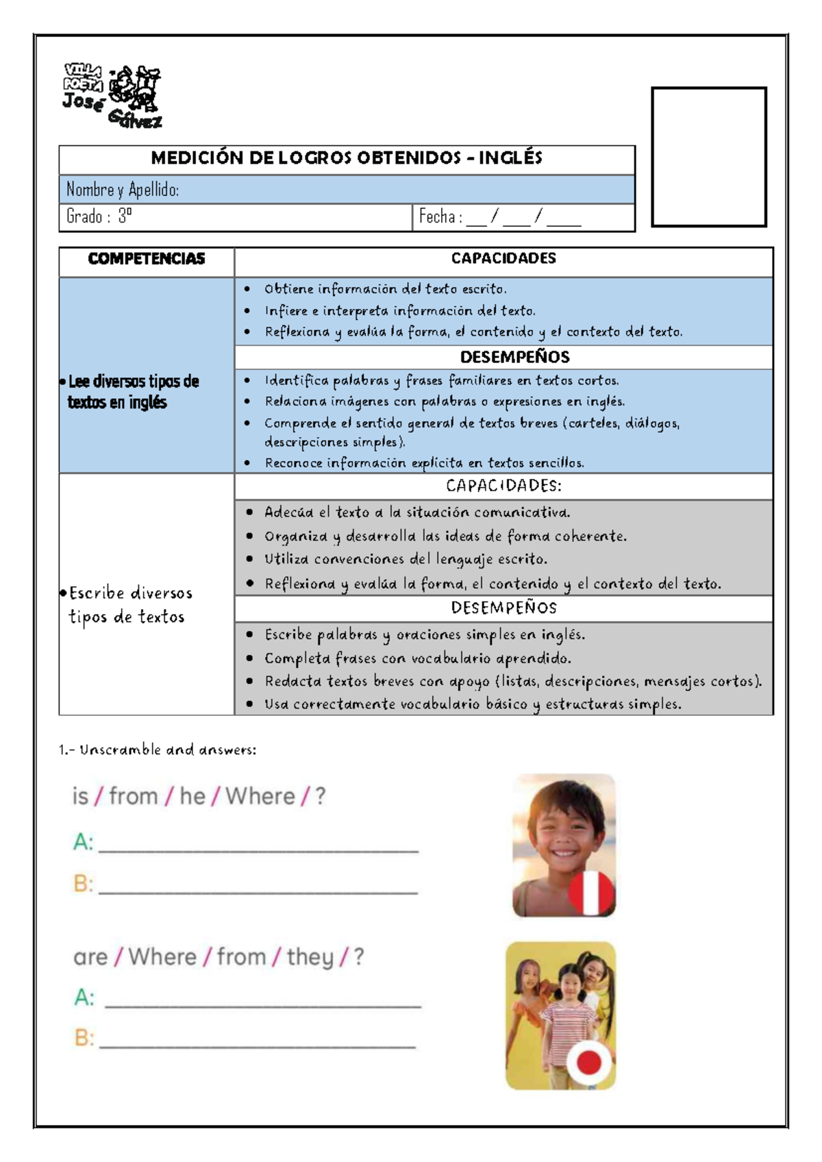 Medición de Logros Obtenidos - Inglés 3RO - Studocu